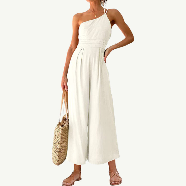White Embroidered Cotton Jumpsuit main image 0