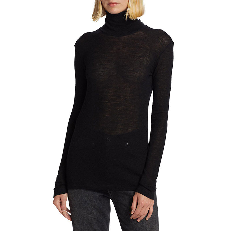 Saint Laurent - Monogram Turtleneck T-Shirt in Wool Jersey