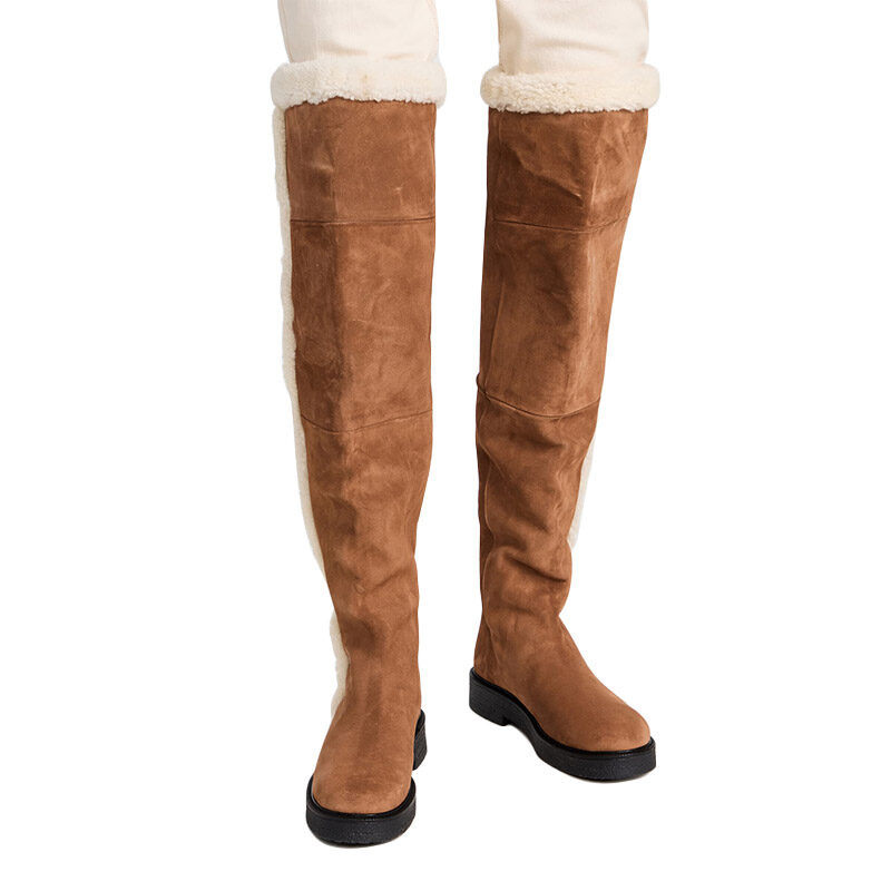 Shearling over deals the knee boots