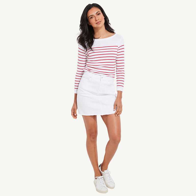 Vineyard Vines  - Raw Hem White Jean Skirt