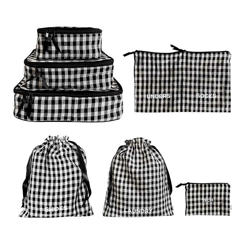 Bag-All - BA Packing Organizers and Travel Set in Gingham Linen, 7-pack