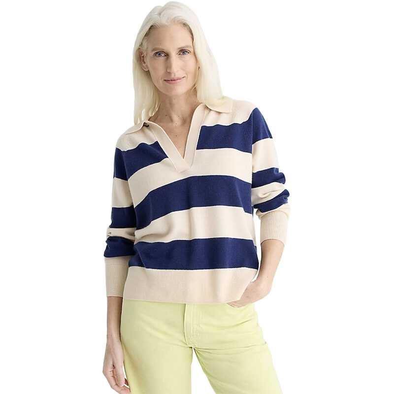 J.Crew - Cashmere collared sweater in rugby stripe