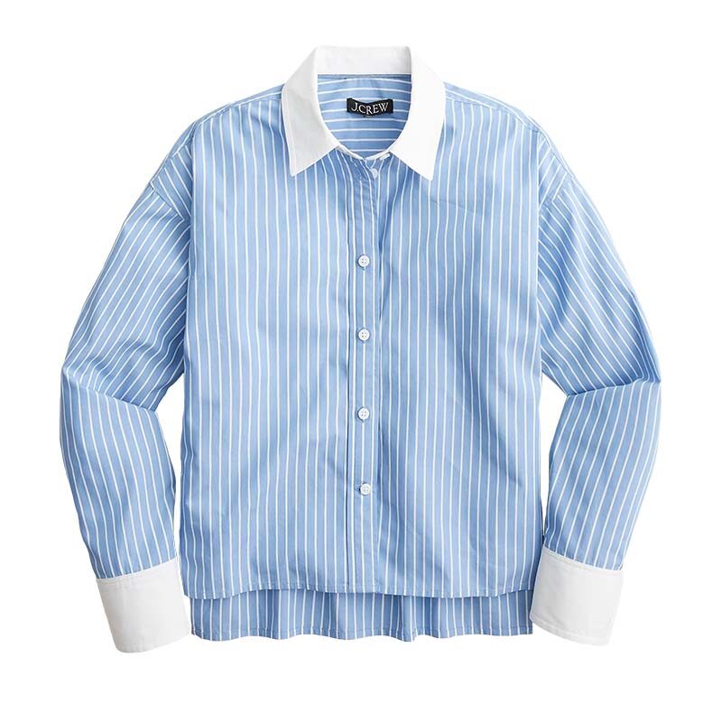 J.Crew - Relaxed-fit cropped cotton poplin shirt in easy stripe