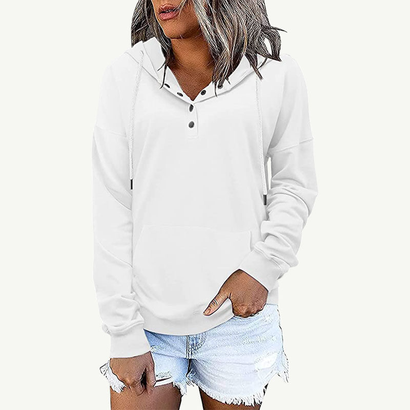 Roselinlin - Pullover Hoodies Casual Solid Sweatshirts Long Sleeve