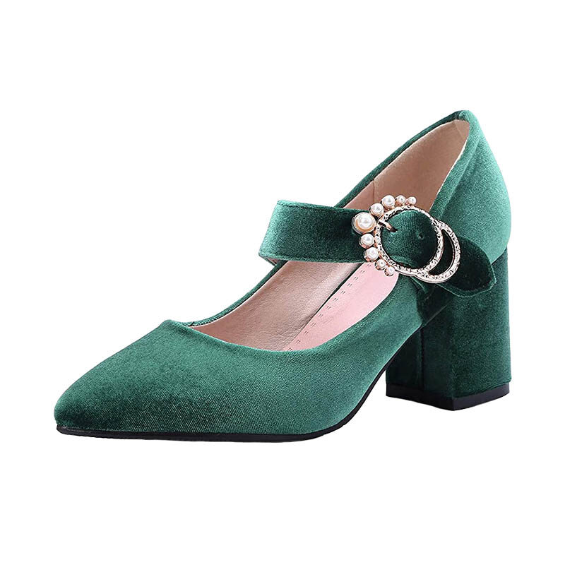 glglgege - Womens Velvet Mary Jane Pumps Shoes