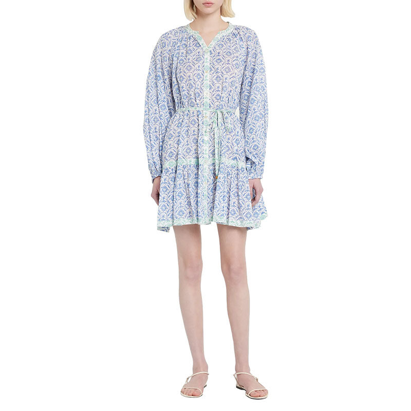 Hannah Artwear - Martine Floral Cotton Tiered Mini Shirtdress