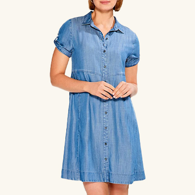 Nic+Zoe - Drapey Denim Shirt Dress