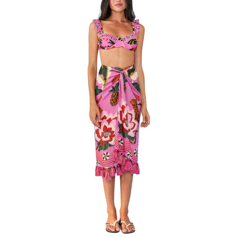 Farm Rio Matching Sarong - Pink Leopard Forest Sarong