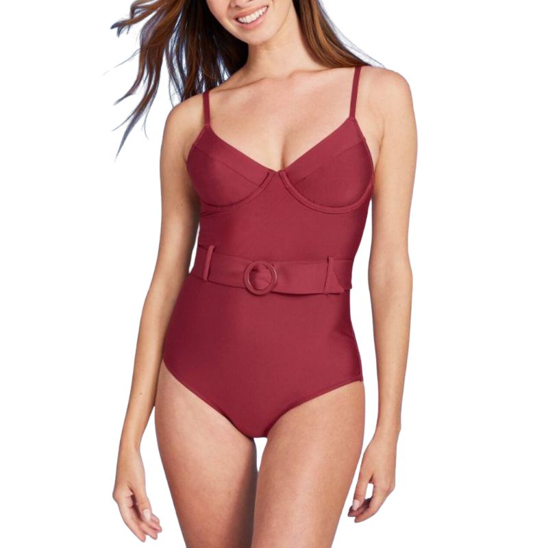 Shade & Shore - Women's Underwire Belted One Piece Swimsuit