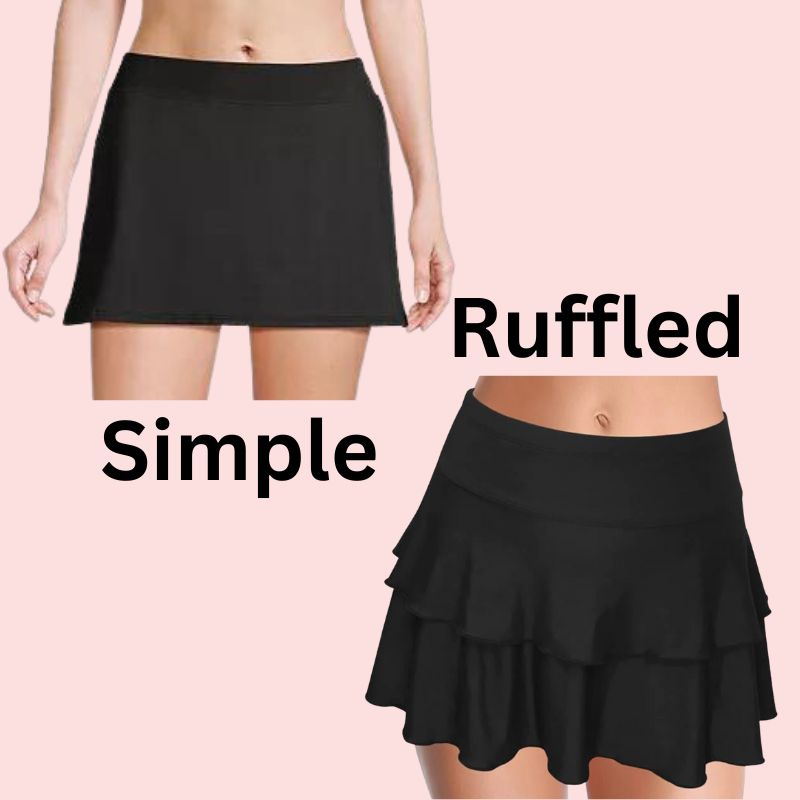 Simple swim skirt and ruffled swim skirt