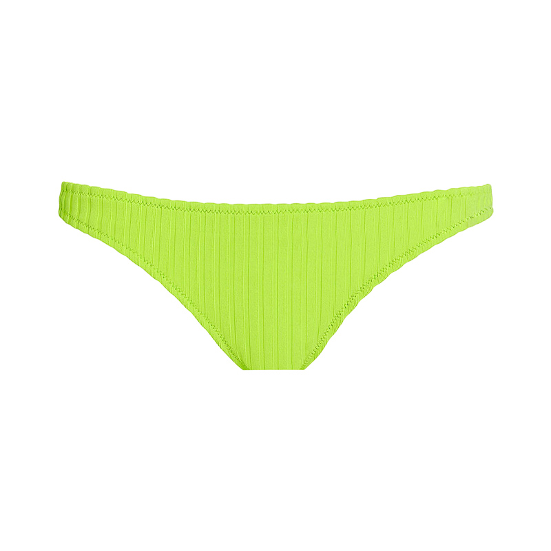 Solid & Striped - The Rachel Ribbed Bikini Bottom in Solid Rib Lime